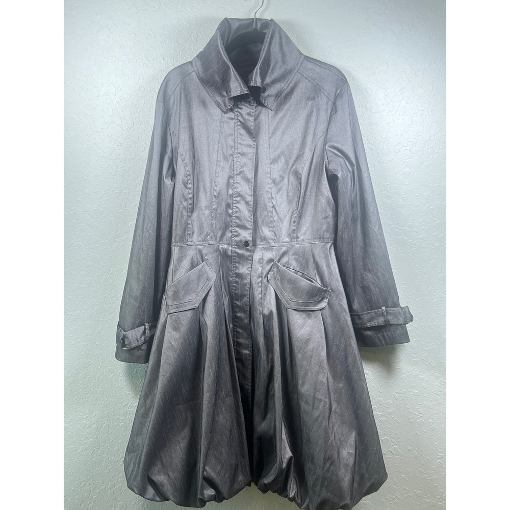 Samuel Dong Bubble Trench Coat Dress Womens Avant-Garde Bubble Hem Metallic M